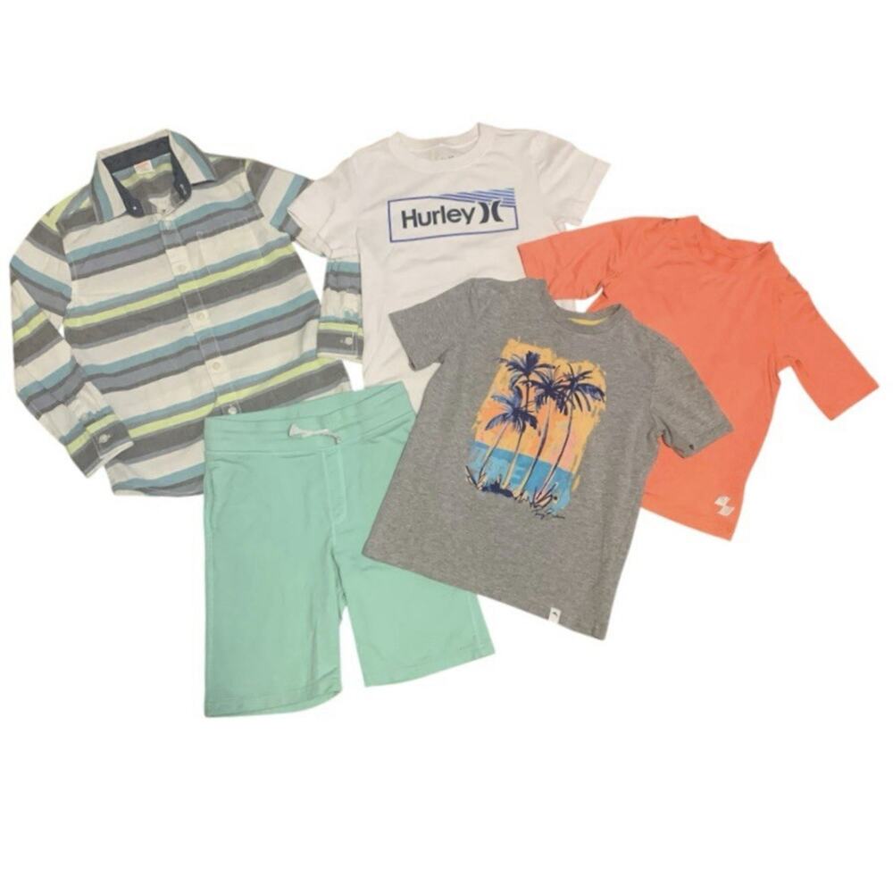 Boys Size 5-6 Clothing Lot Summer Hurley Tommy Bahama Rash Guard Gymboree 5 Pc